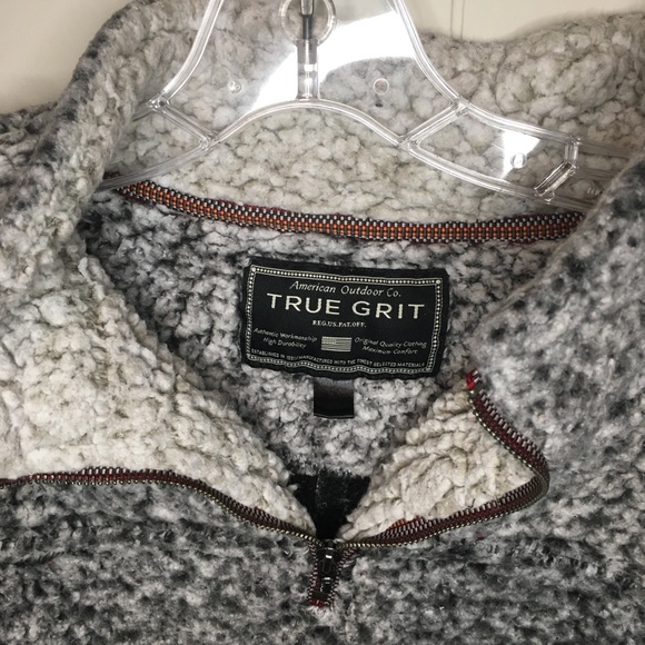 True Grit Charcoal Sherpa Pullover Jacket - Picture 3 of 4